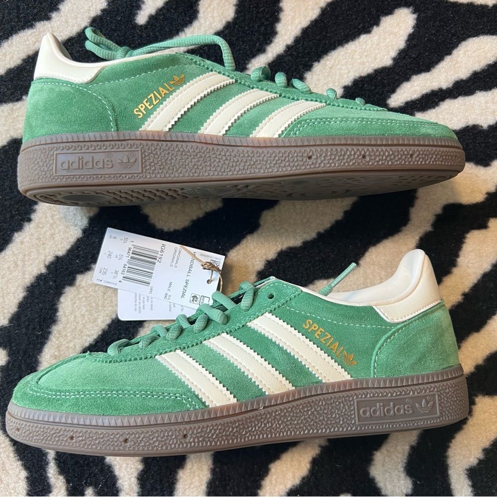 NWT Adidas Handball Spezial Sneakers Preloved Green Cream White Sz Men 6/Women 7 - Picture 11 of 15